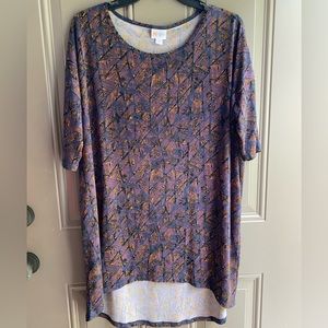 LuLaRoe Irma Tunic Purple/Gold LSU - size Medium